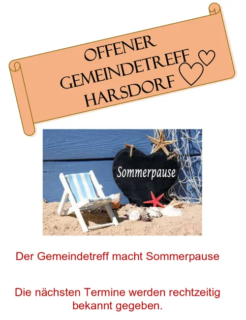 Der Gemeindetreff macht Sommerpause