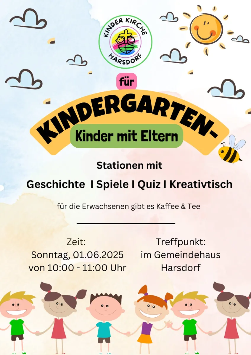 Einladungsplakat für Kindergartenkinder am 01.06.2025